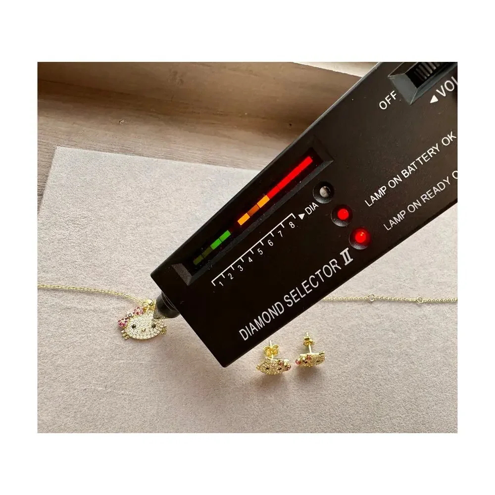 Hello Kitty Moissanite Necklace & Earring Set - Vermeil over 925 - Picture 2 of 7